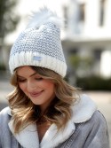 Cream herringbone winter hat C44 - Online store - Boutique